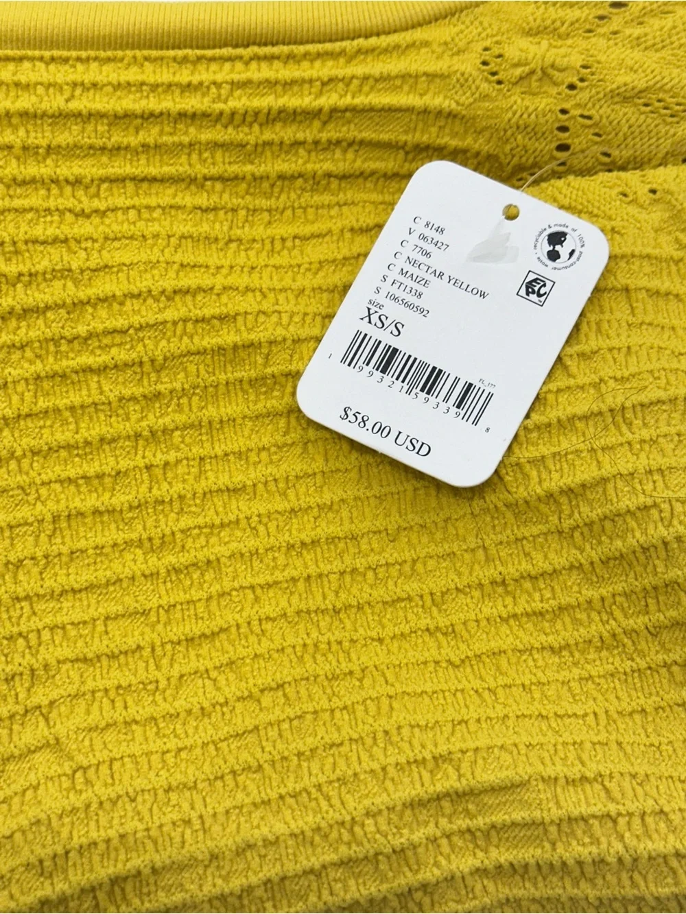 NWT Free People So Many Likes Long Sleeve in Nectar Yellow